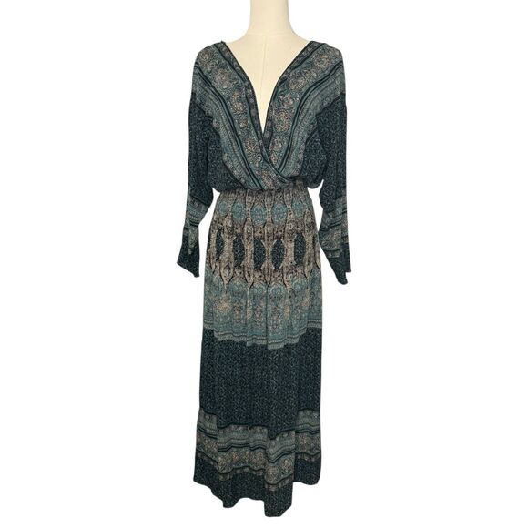Free People Women’s Small She’s A Lady Reversible Midi Dress Deep V Neck Or Back - Picture 2 of 7